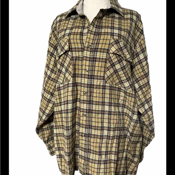 Clay Brooke Outdoor Men’s XL Brown Plaid Long Sleeve Button Down Shirt, - Picture 5 of 9